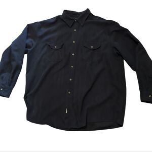 Vintage Covington Faux Suede Button Up Shirt Mens XXL (50-52) Navy Blue-531